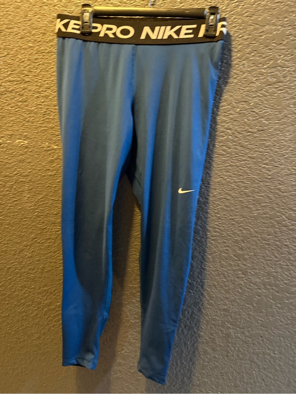 Nike Blue Pro Training Leggings with Black Waistband